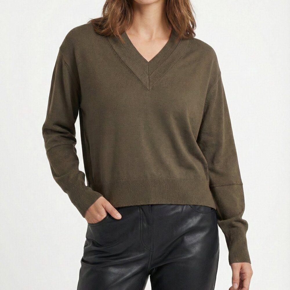 All Saints Women's V-Neck Sweater in Rich Brown